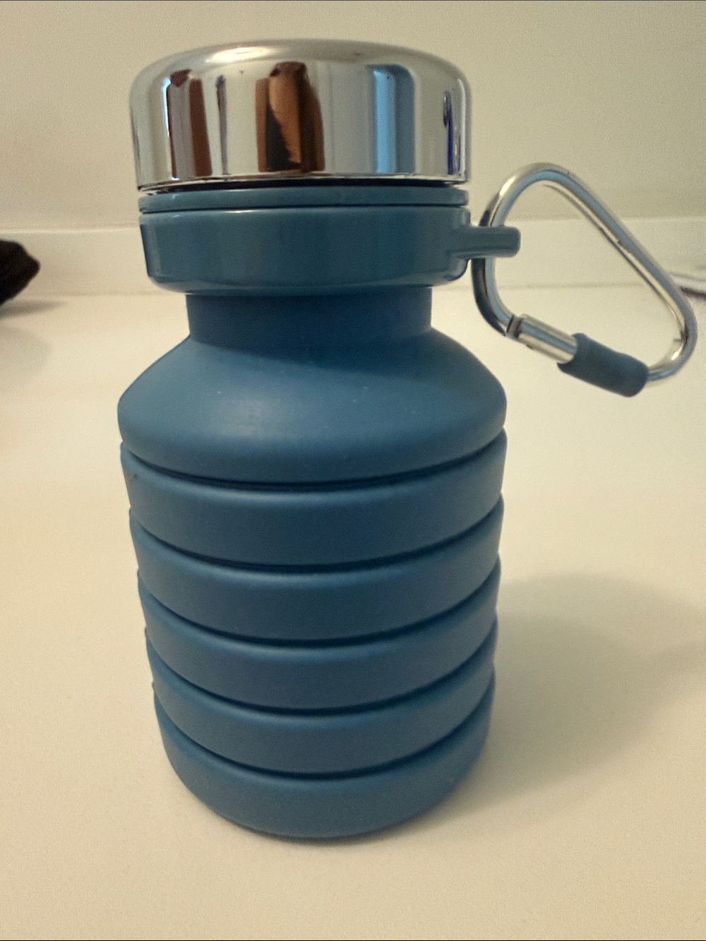 Joie Blue Collapsible Silicone Bottle with Carabiner